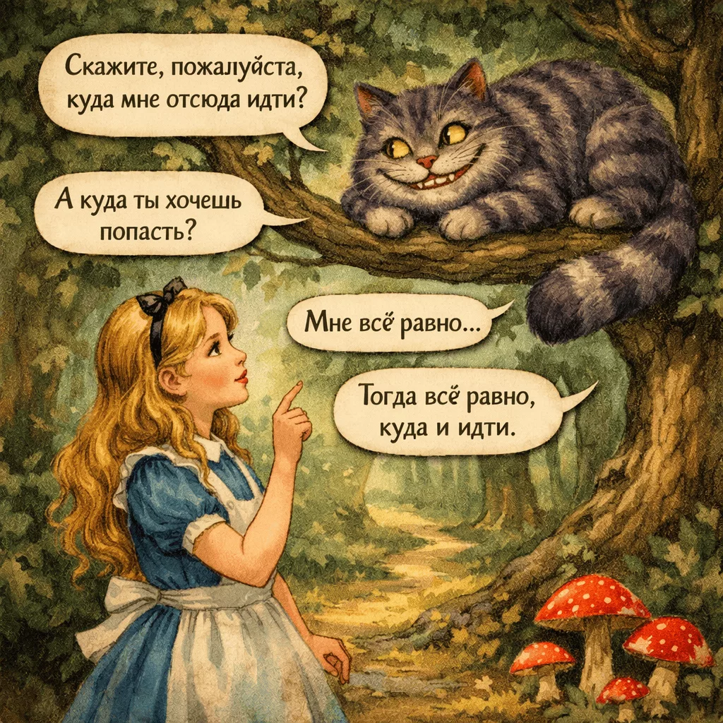 Алиса беседует с Чеширским котом